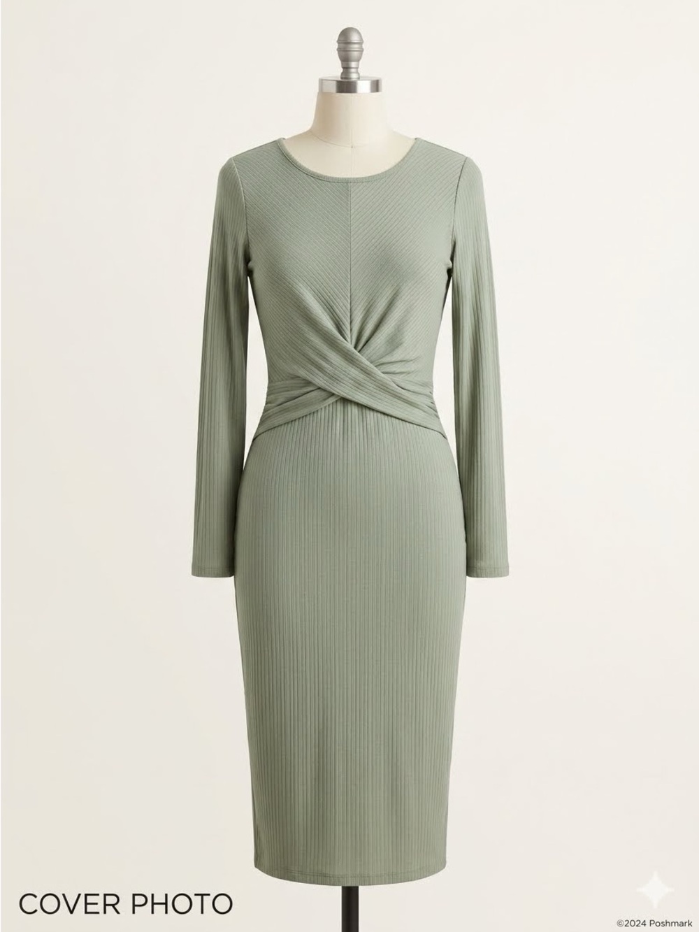 Nine West Sage Green Sleeveless Midi Dress | Women’s Size 8 | Elegant Career